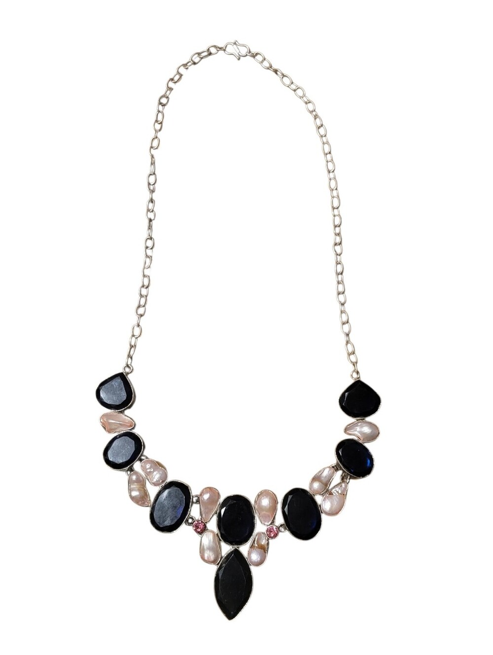 Silver Plated Multi Semi Precious Stone Necklace